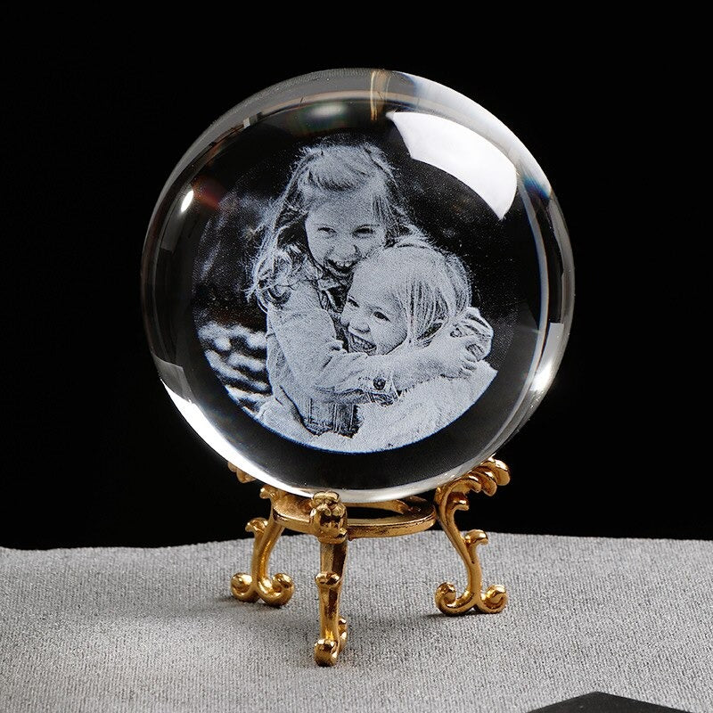Personalized Glass Photo Frame Ball Custom Crystal Globe Laser Engraved Wedding Photo Frame Souvenir
