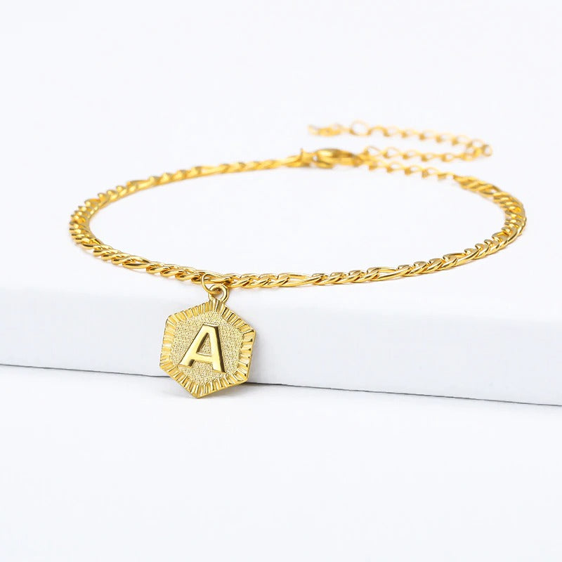 A-Z Initial Letter Anklets For Women Stainless Steel Gold Anklet Gothic 8 Inch + 4 Inch Extender Foot Beach Accessories Boho Jewelry