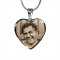 Custom Photo Heart Shaped Necklace - surgical steel with a shatterproof liquid glass coating and 18k gold finish