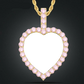 Pink Crystal Custom Photo Heart Pendant Necklace Personality Men's Hip Hop Jewelry 4mm Tennis Chain Cubic Zircon Gold Silve Gift