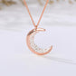Moon Necklaces For Women Accessories Stainless Steel Long Chain Double Horn Necklaces Pendants Rose Gold Sister Gifts