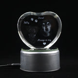 Custom Charming Heart 3D Photo Laser Engraving Baby Family Wedding Pets Image Crystal Photo Frame