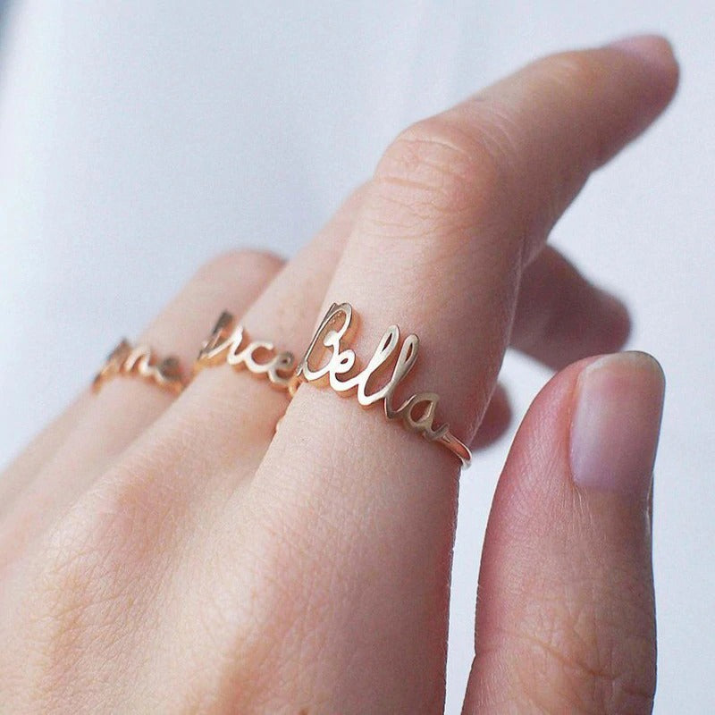 Custom Name Ring Band Custom Letters Initials Ring Gold Stainless Steel Bijoux Femme Wedding for Women Personalized Ring
