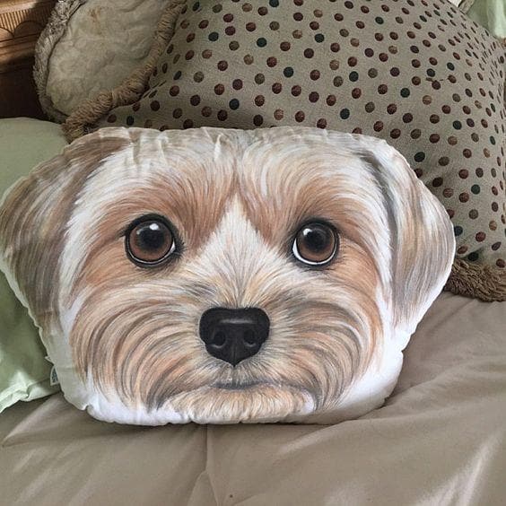 Custom Pet Portrait Face Head Shaped Pillow -- 100% Hand Drawing from photos
