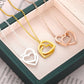 Double Heart Statement Necklace for Women Gold Stainless Steel Link Chian Wedding Jewelry