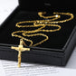 Gold Cross Necklace, Religion Cross Pendants, 18K Gold Plated Stainless Steel Chain