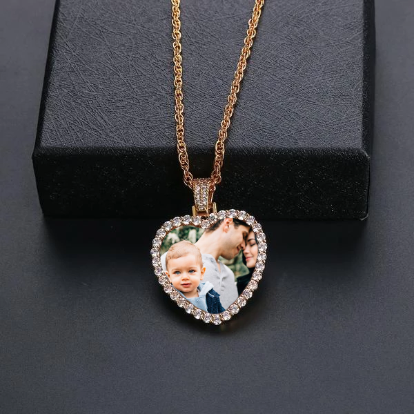 Custom Made Heart Shape Photo Medallions Necklace