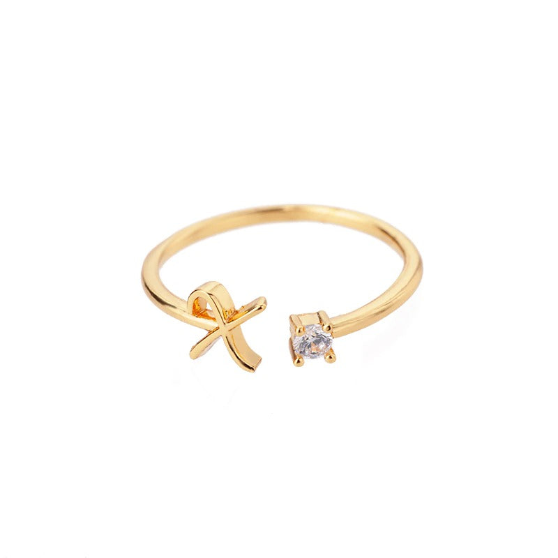 Tiny Initial Letter Rings For Women Stainless Steel Gold Letter Finger Adjustable A-Z Ring Boho Aesthetic Jewelry bijoux femme