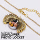 Sunflower Necklace, Sunflower Locket Necklace, Custom Photo Locket, Exclusive Sunflower Photo Locket Necklace & Chain