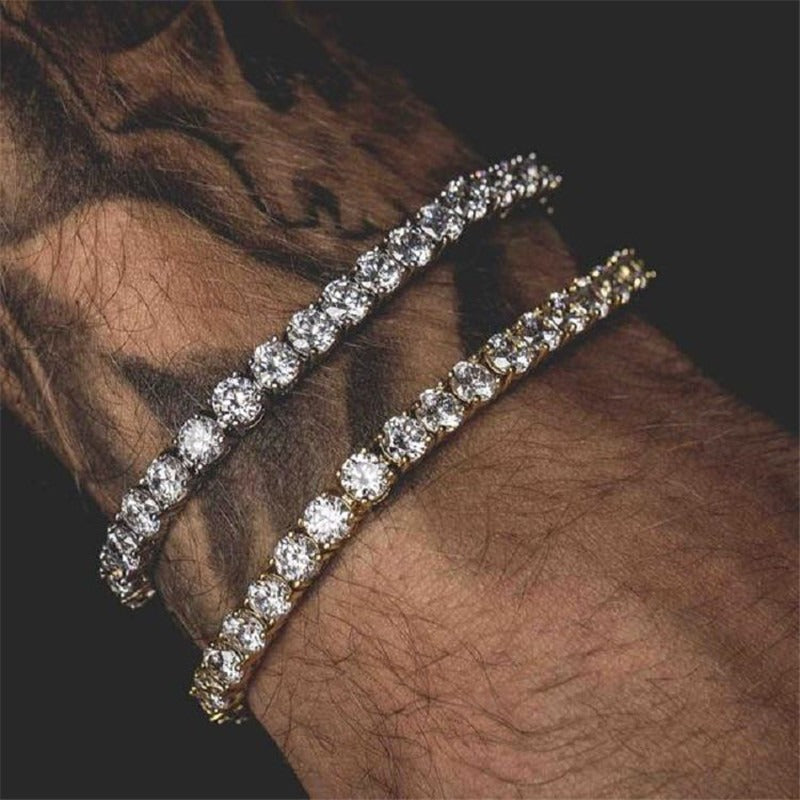 Fashion luxury 5mm men's Bracelet 1 row chain Tennis Bracelet rapper dancer jewelry bracelet women Rhinestone Bracelet