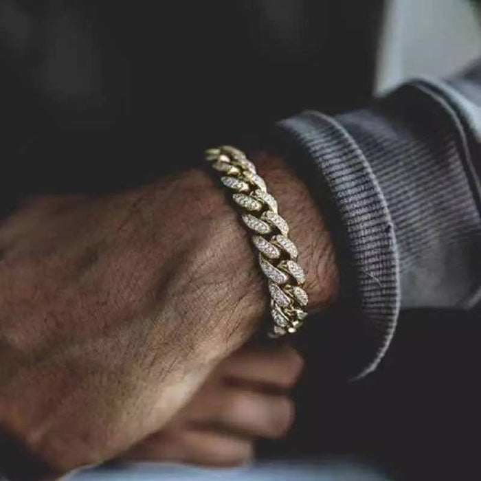 Hip hop trend iced CUBAN CHAIN BRACELET men's and women's bracelet Rhinestone Zircon Bracelet men's jewelry men's Day gift