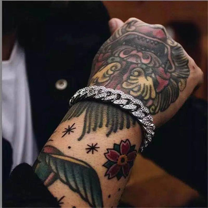 Hip hop trend iced CUBAN CHAIN BRACELET men's and women's bracelet Rhinestone Zircon Bracelet men's jewelry men's Day gift