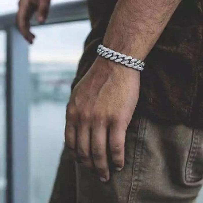 Hip hop trend iced CUBAN CHAIN BRACELET men's and women's bracelet Rhinestone Zircon Bracelet men's jewelry men's Day gift