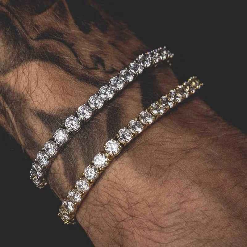 Hiphop Tennis Bracelet Homme Iced Out 4mm Cubic Zirconia Mens Diamond Chain on The Hand Hip-hop Streetwear Jewelry