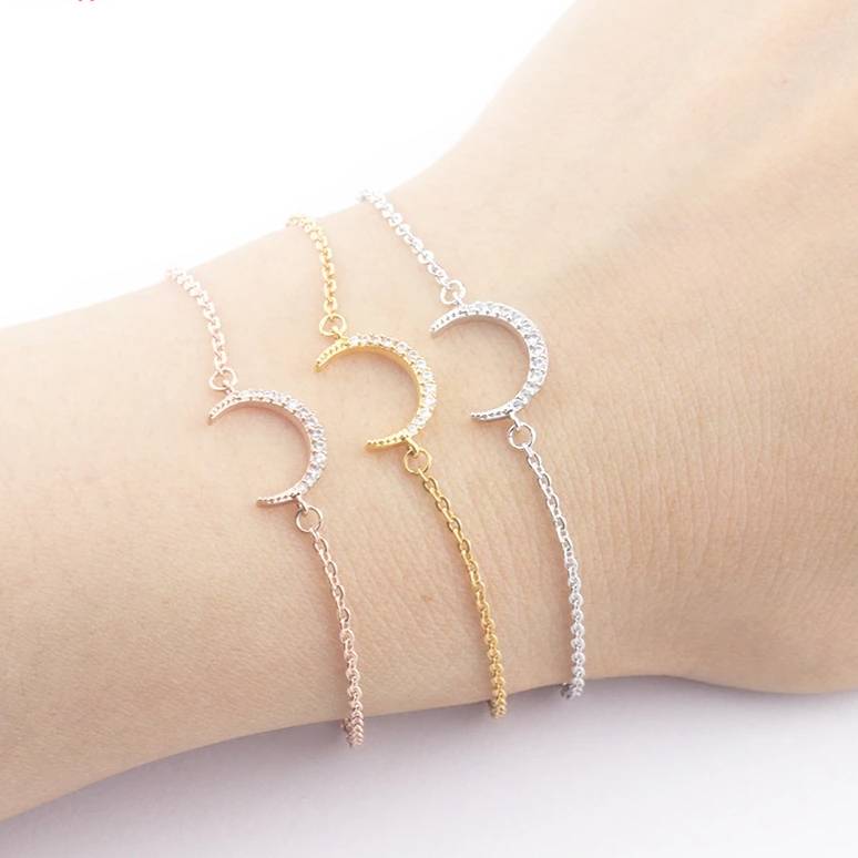 Gold Colour Islam Crescent Bracelets Body Jewelry Stainless Steel Bracelet Femme Hand Accessories For Women