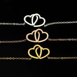Heart Shape Bracelet Women Bracelets Stainless Steel Couple Jewelry Gift Double Heart BFF Bracelet Christmas Gift