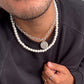 Punk Hip Hop Cuban Chain Choker Pearl Necklace for Men, Pearl Chain For Men