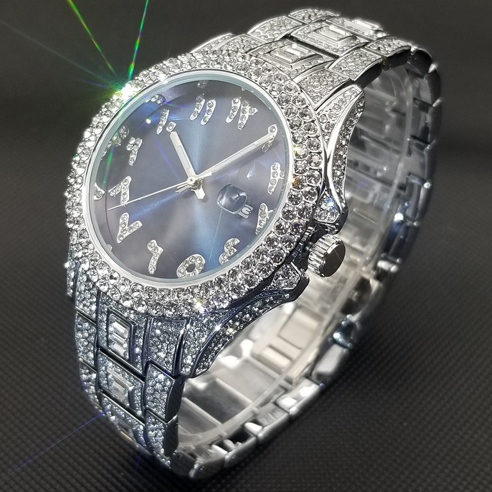 Ice Out Men's Watches Luxury Brand Iced Out Diamond Dial Watch Fashion New Automatic Date