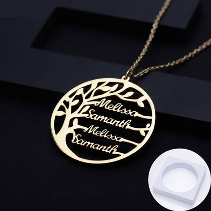 Personalized Statement Family Tree Necklace For Women , Custom Name Necklace