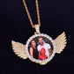 Custom Made Photo With Wings Medallions Necklace, Medallion With Wings
