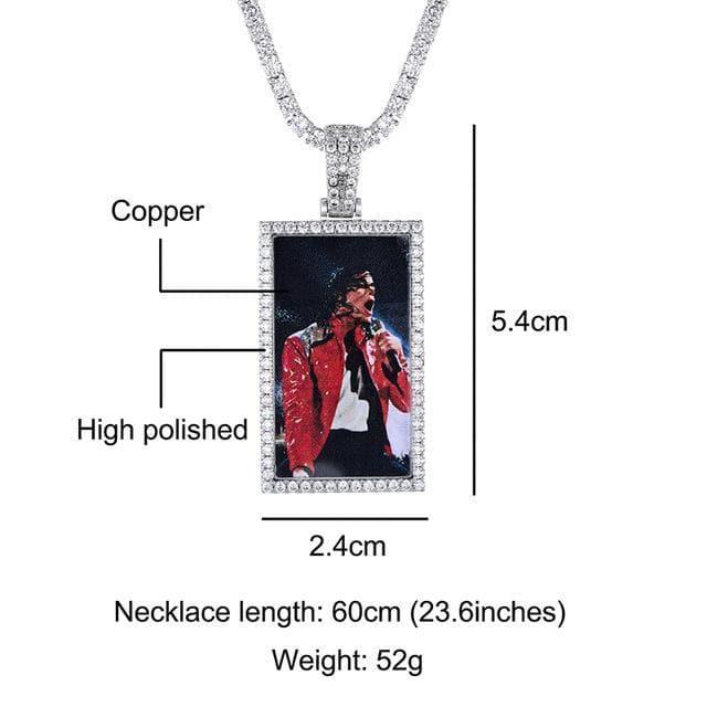 Custom Made Square Photo Medallion Necklaces