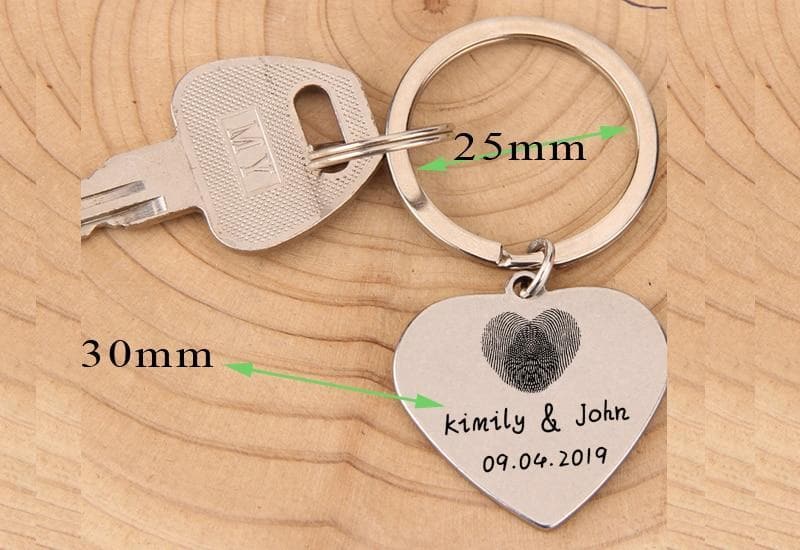 Personalized Fingerprint Heart Shaped Keychain