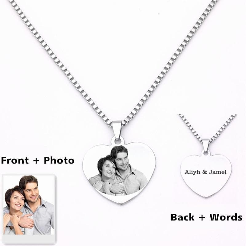 Engraving Photo Pendant Necklace, Custom Picture Necklace