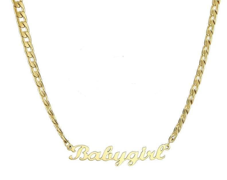 18K Gold Custom Name Necklace with Cuban Chain