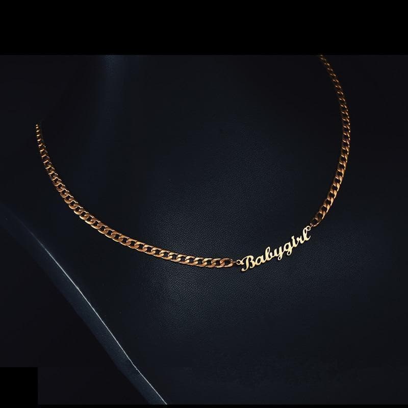 18K Gold Custom Name Necklace with Cuban Chain