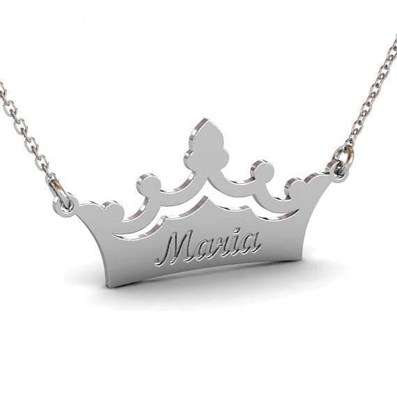 Customized Crown Name Necklace For Women, Custom Crown Name Necklace