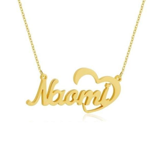 Crescent Heart Name Necklace ,Custom Name Necklace