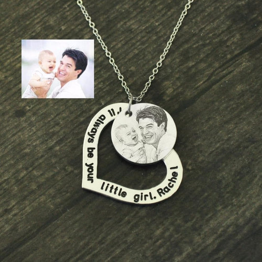 Customized Heart Photo Necklace, Custom Picture Necklace