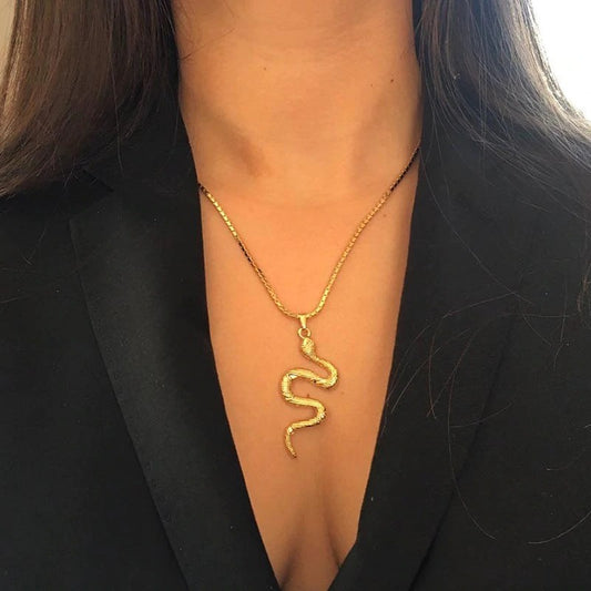 Snake Pendant Necklace For Women snake jewelry Gold stainless steel jewelry
