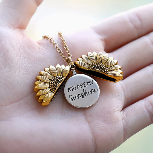Sunflower Necklaces For Women Stainless Steel Open Locket You are My Sunshine Sunflower Necklace Birthday Gift Boho Jewelry BFF