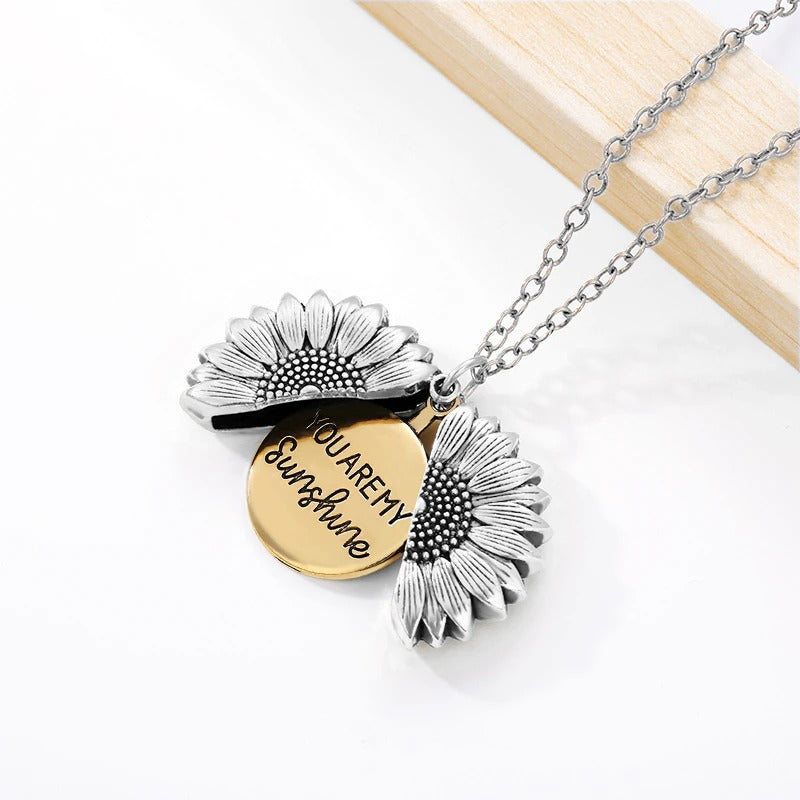 Sunflower Necklaces For Women Stainless Steel Open Locket You are My Sunshine Sunflower Necklace Birthday Gift Boho Jewelry BFF