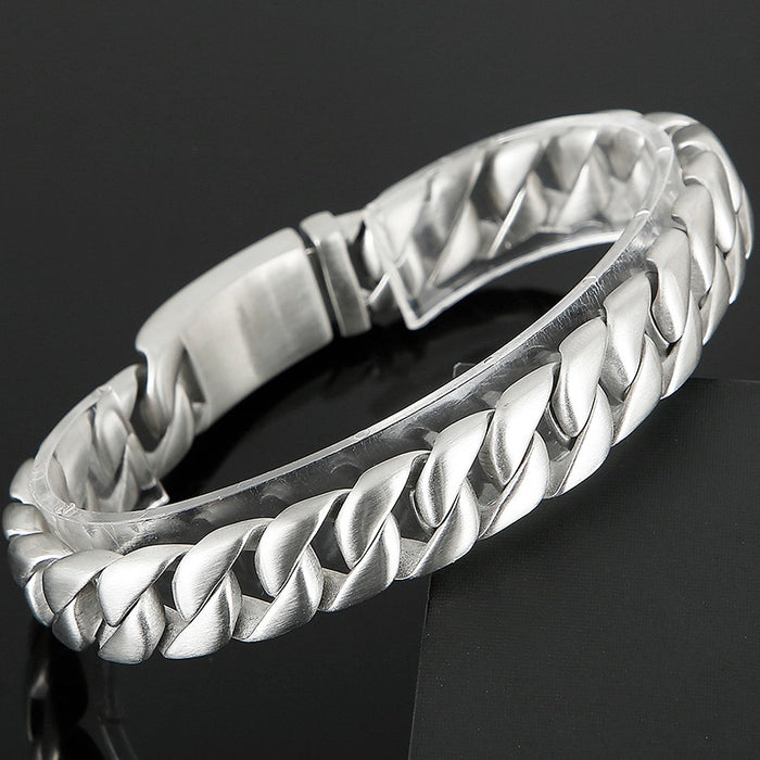 Titanium Bracelet Men 12MM Matte Stainless Steel Men's On Hand Bands Bracelets Male Jewellery Iron Mannen Armband Wholesale Item